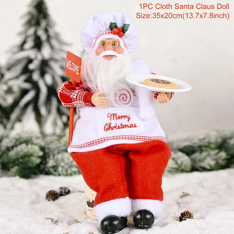Standing Santa Doll Cute Doll Christmas Decoration 2024 Statue Festive Party Tabletop Cabinet Decoration Supplies Accessories