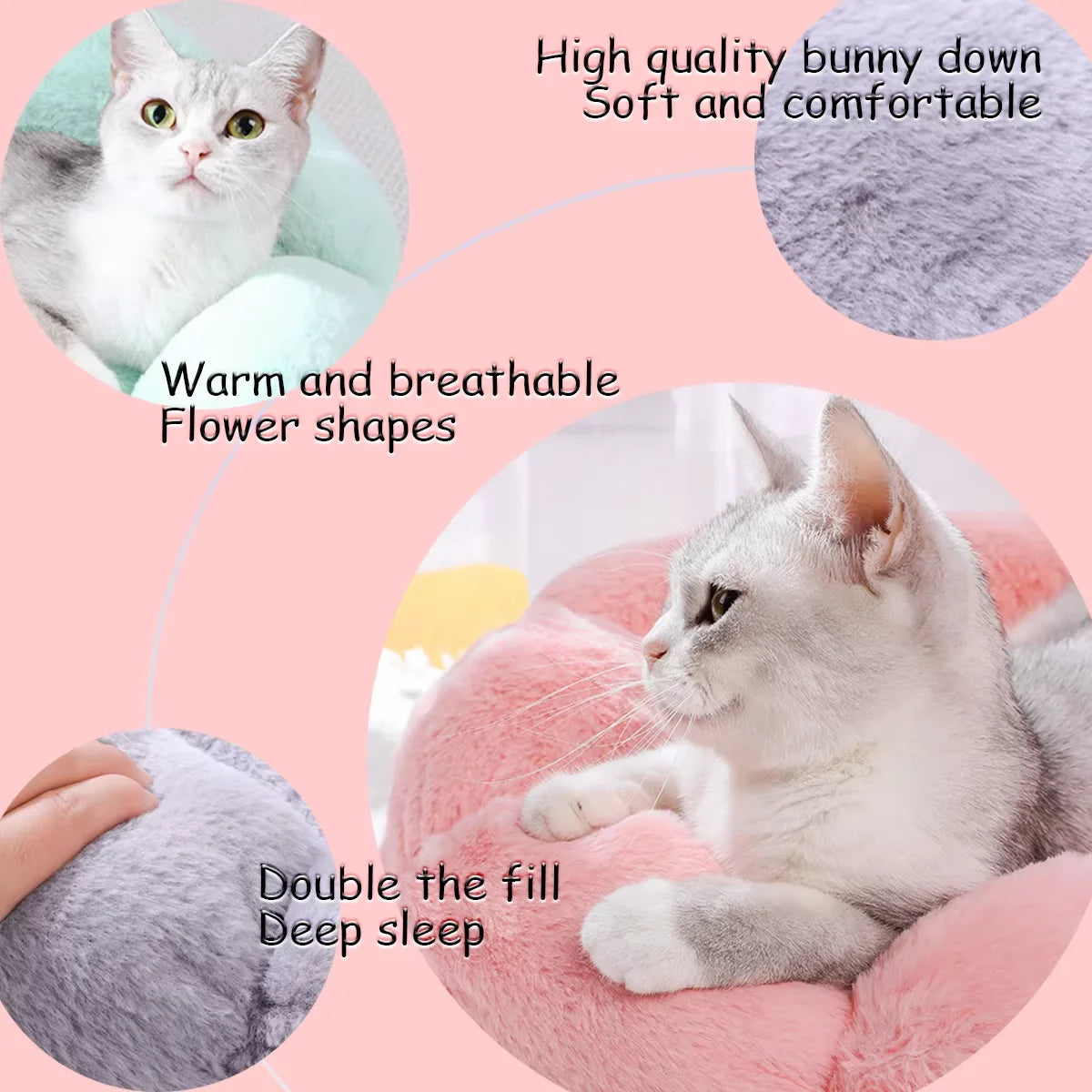Flower-Shaped Dog Mat Plush Flower-shaped Dog Beds for Small Dogs Comfortable Sleep Cat Bed Indoor and Outdoor Use