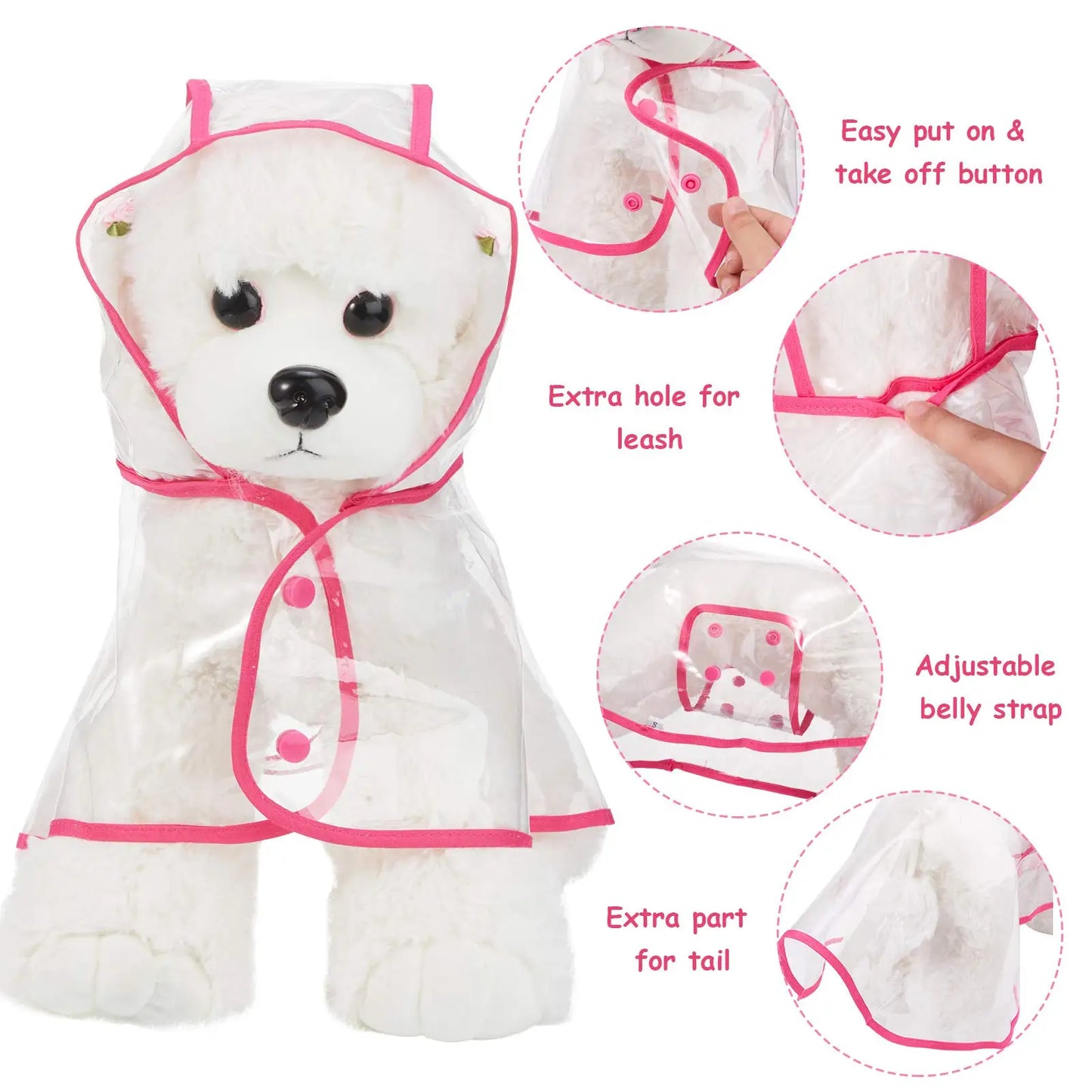 Dog Raincoat Pet Dog Puppy Transparent Rainwear Raincoat Hooded Waterproof Clearjacket Plastic Puppy Rain Poncho Outdoor