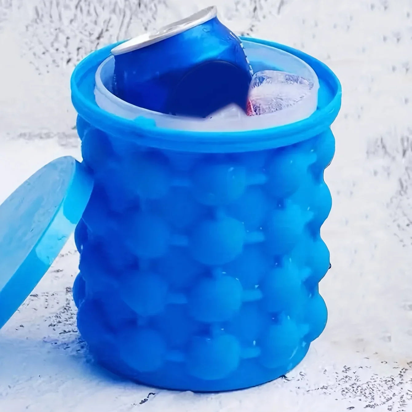 1pc Silicone Ice Bucket Portable 2 In 1 Large Mold With Lid Whiskey Freeze Ice Cooler Beer Cabinet Kitchen Bar Tools