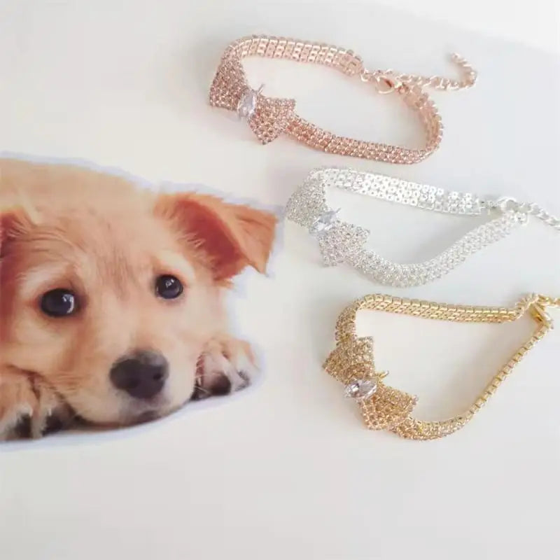 Cat Necklace Collar For Small Animals Luxury Cute Pet Supplies Puppy Collar Jewelry Rhinestone Adjustable Creative Puppy Collars