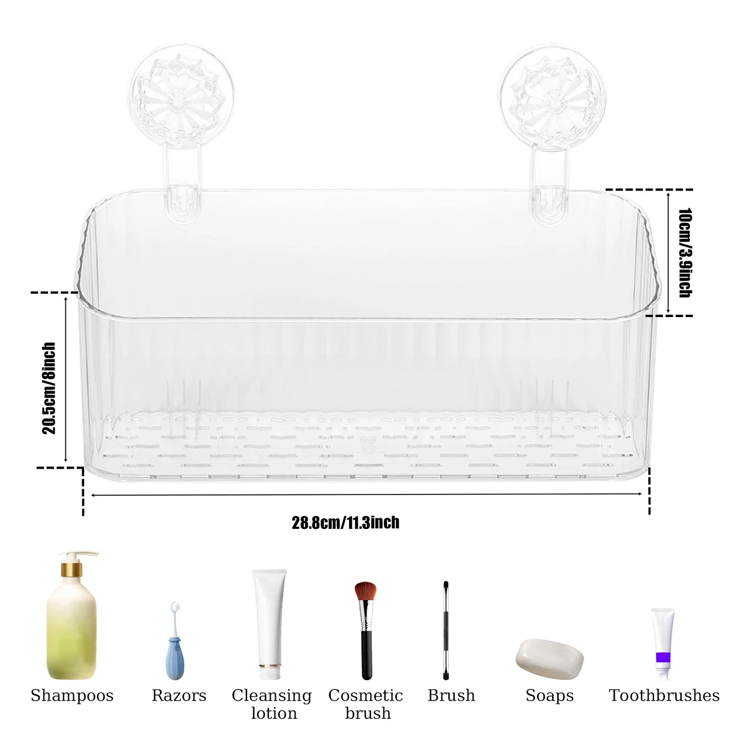 Bathroom Suction Cups Shower Shelves Wall Mounted Storage Rack Draining Basket Holder Punch-Free Organizer Bathroom Accessories