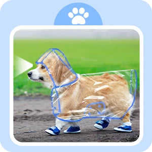 Dog Raincoat Pet Dog Puppy Transparent Rainwear Raincoat Hooded Waterproof Clearjacket Plastic Puppy Rain Poncho Outdoor