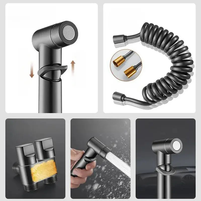 Bidet Toilet Sprayer Set Spray Water Bathroom Handheld Bidet Sprayer Toilet Shower Double Outlet Angle Valve Toilet Accessories