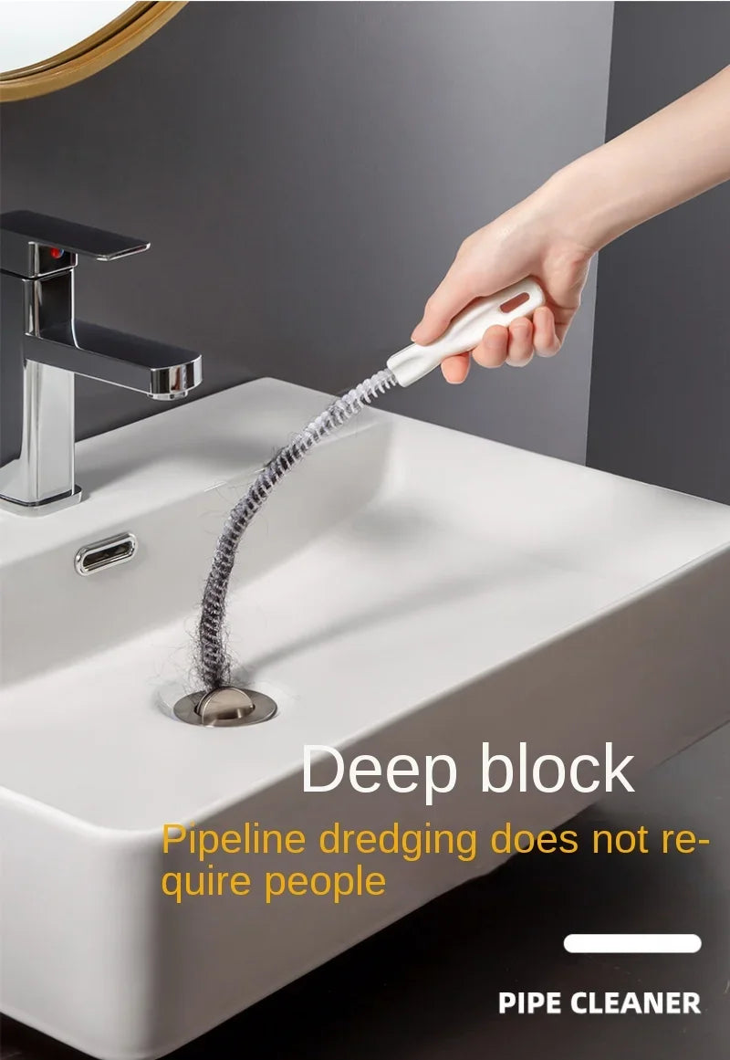 Pipe Dredging Brush Long Clean Kitchen Bathroom Hair Sewer Sink Cleaning Drain Pipe Flexible Cleaner Clog Plug Hole Remover Tool