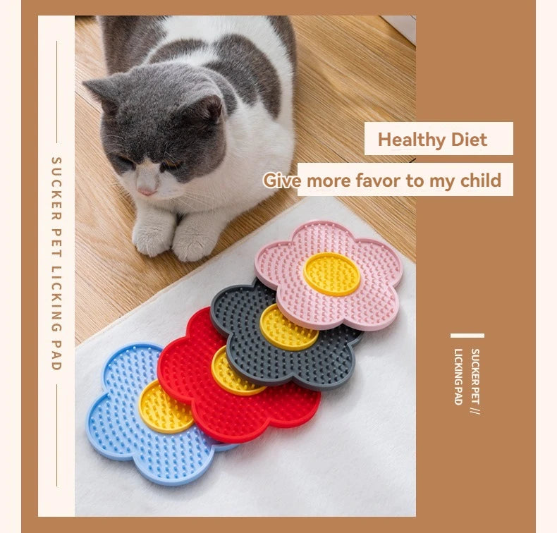 Pet Supplies Cat Licking Pad Pentagram Sun Flower Shape Silicone Dog Licking Plate Cute Pet slow licking mat dog bowl cat bowl
