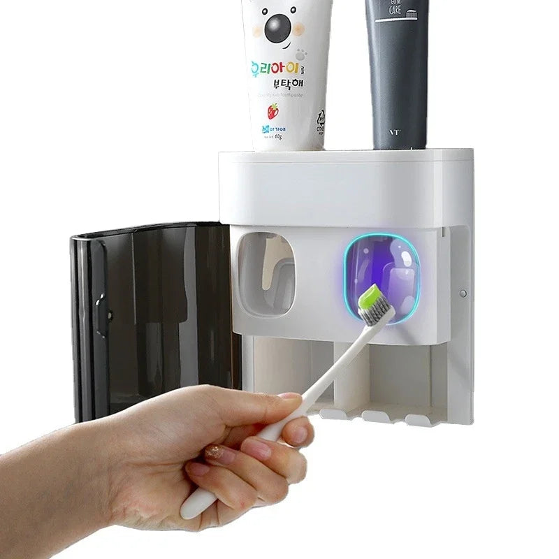Wall Mounted Automatic Toothpaste Squeezer Toothpaste Dispenser Magnetic Toothbrush Holder Toothpaste Rack Bathroom Accessories