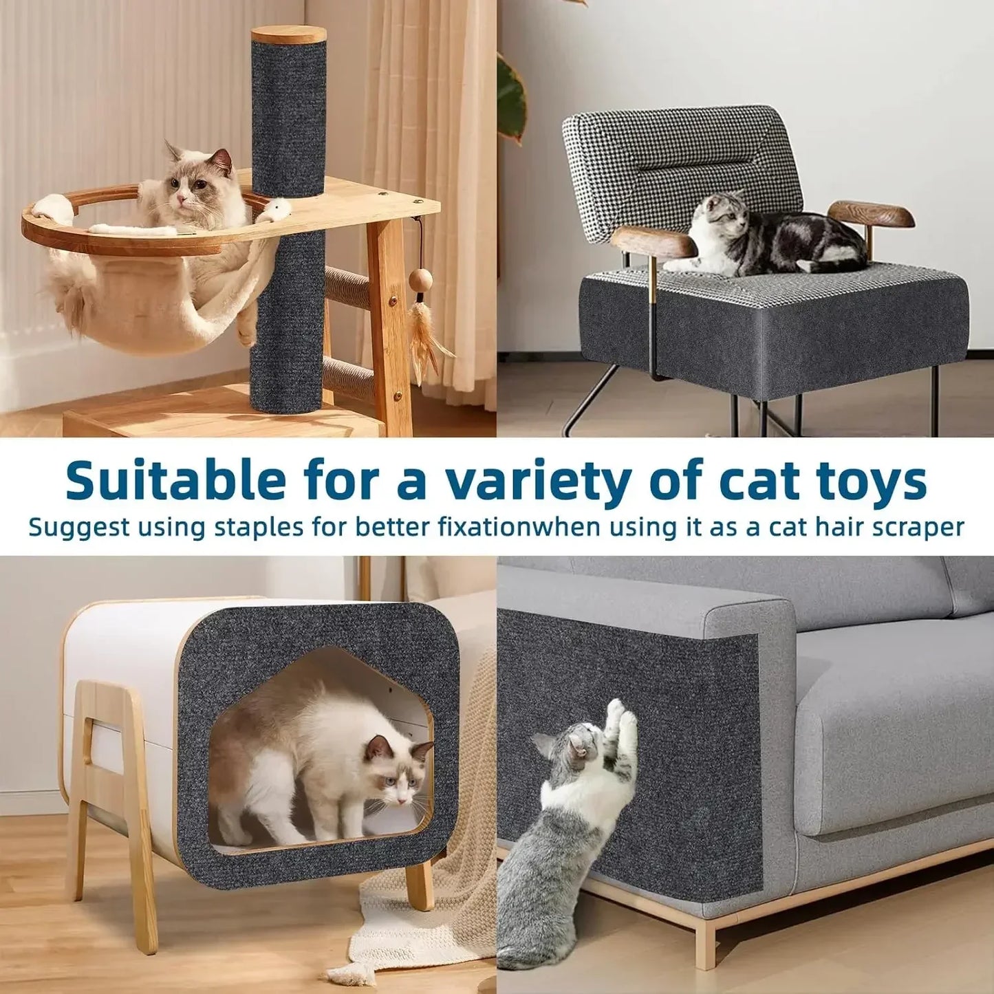 Cat Scratching Mat with Self-Adhesive Trimmable Cat Carpet Cat Scratching Carpet Corner Wall Cat DIY Scratch Furniture Protector