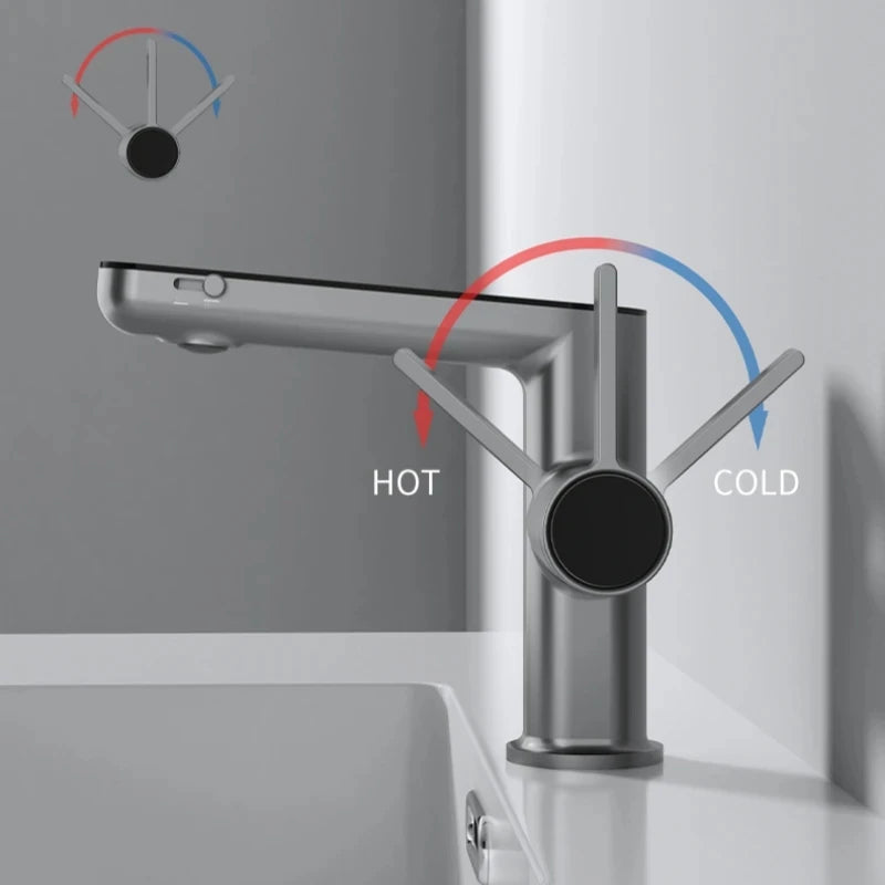 Temperature Digital Display LED Basin Faucet 2 Modes Multi-function Hot Cold Water Sink Mixer Wash Tap For Bathroom
