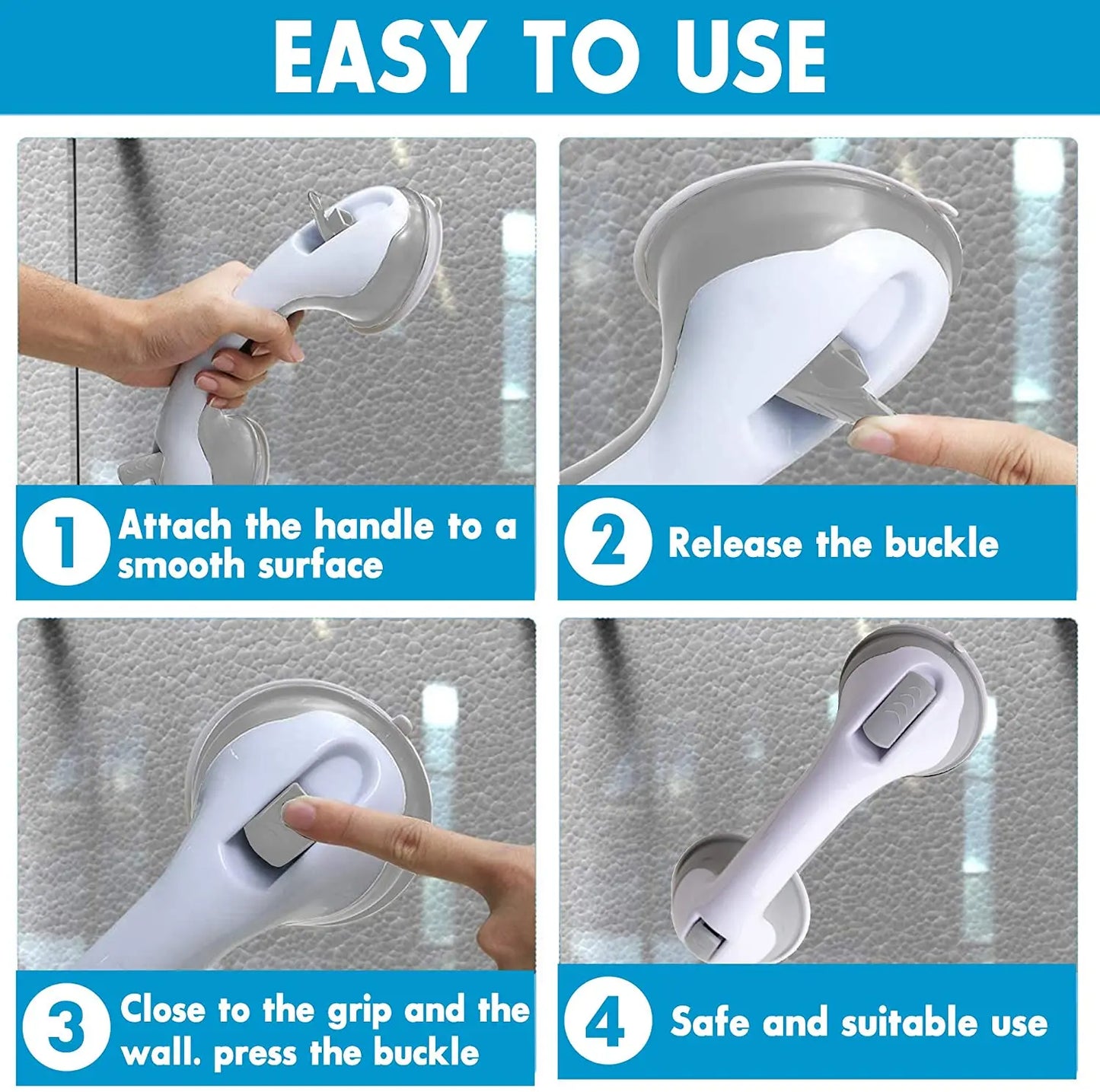 Hot 1/2Pcs Safety Helping Handle Anti Slip Support Toilet Bathroom Safe Grab Bar Handle Vacuum Sucker Suction Cup Handrail