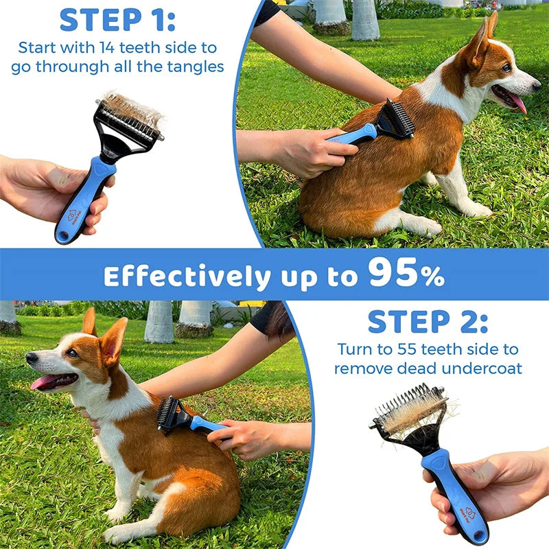 Pet Grooming Cleaning Tool 2 in 1 Pet Shedding Tool Combining Open Knot Hair Removal Hair Comb Hair Removal Comb For Cats Dogs