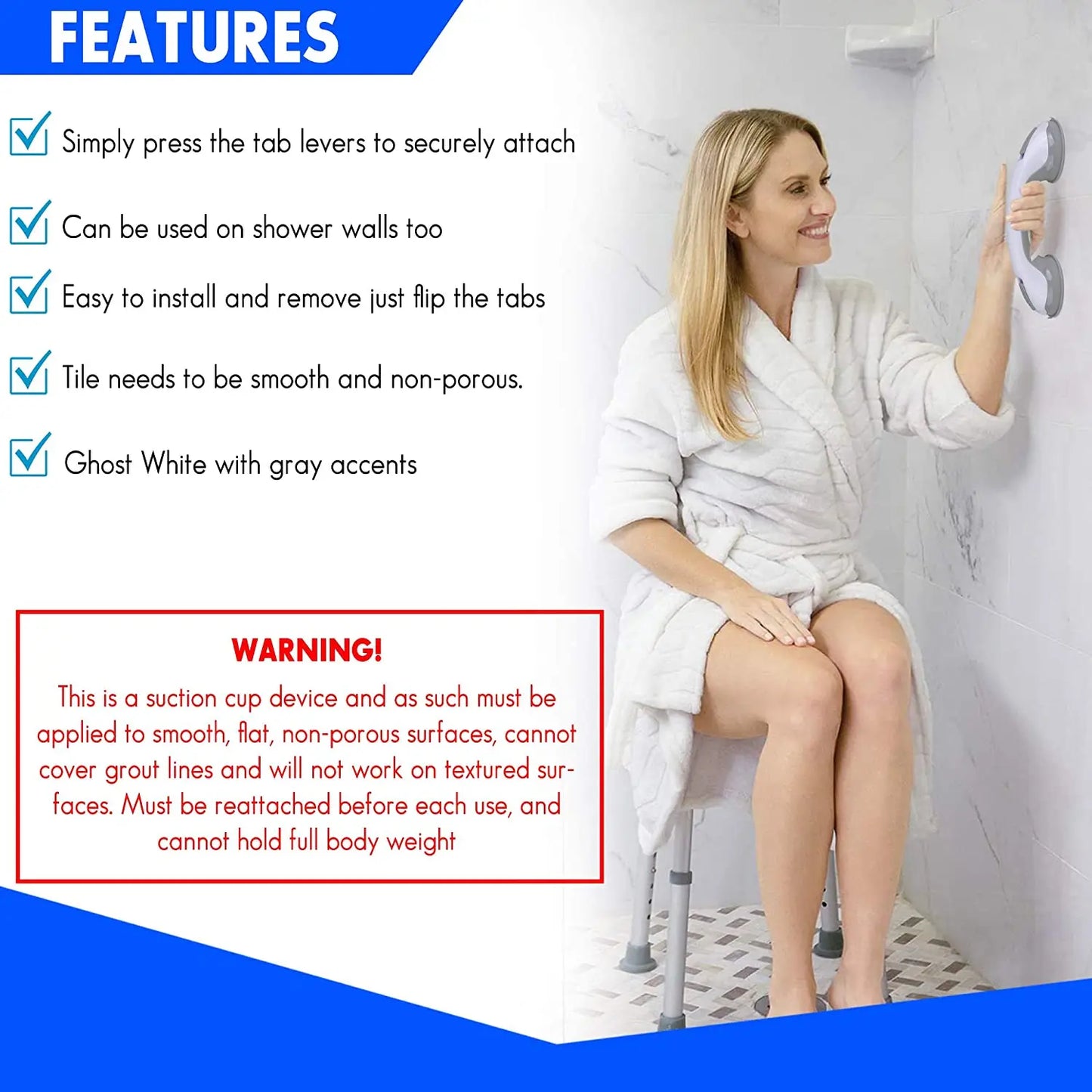 Hot 1/2Pcs Safety Helping Handle Anti Slip Support Toilet Bathroom Safe Grab Bar Handle Vacuum Sucker Suction Cup Handrail