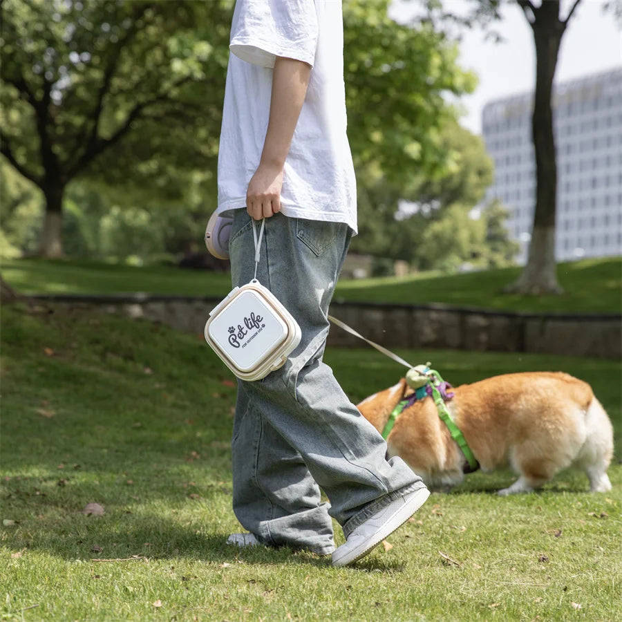 Madden Portable Double-decker Dog Travel Bowl For Cat Folding Bowl Food and Water Pet Outdoor Travel Supplies