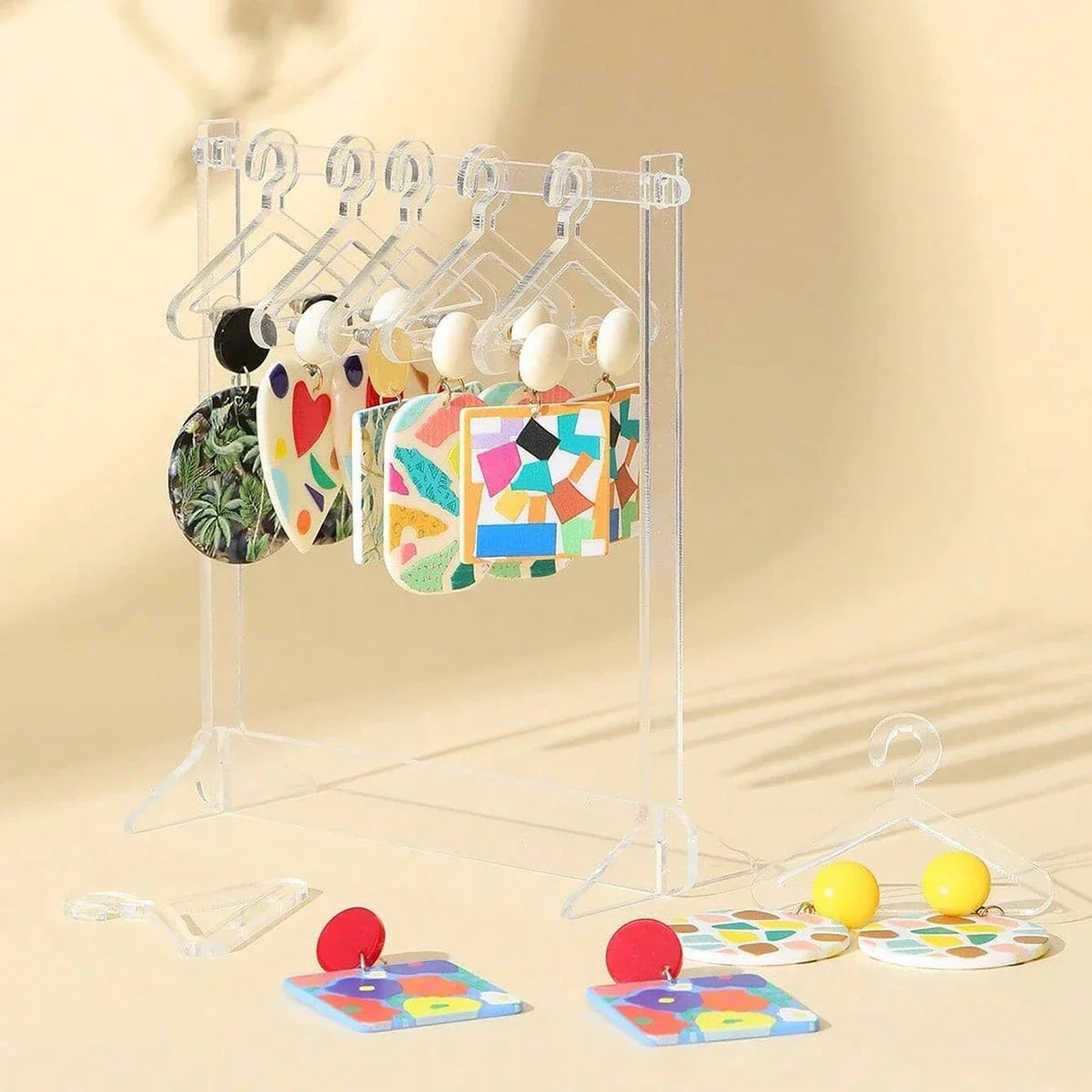 1set/2sets Acrylic Creative Jewelry Racks, Coat Hangers Shape Earring Racks, Cute Gift For Women And Girl, Home Shop Decor