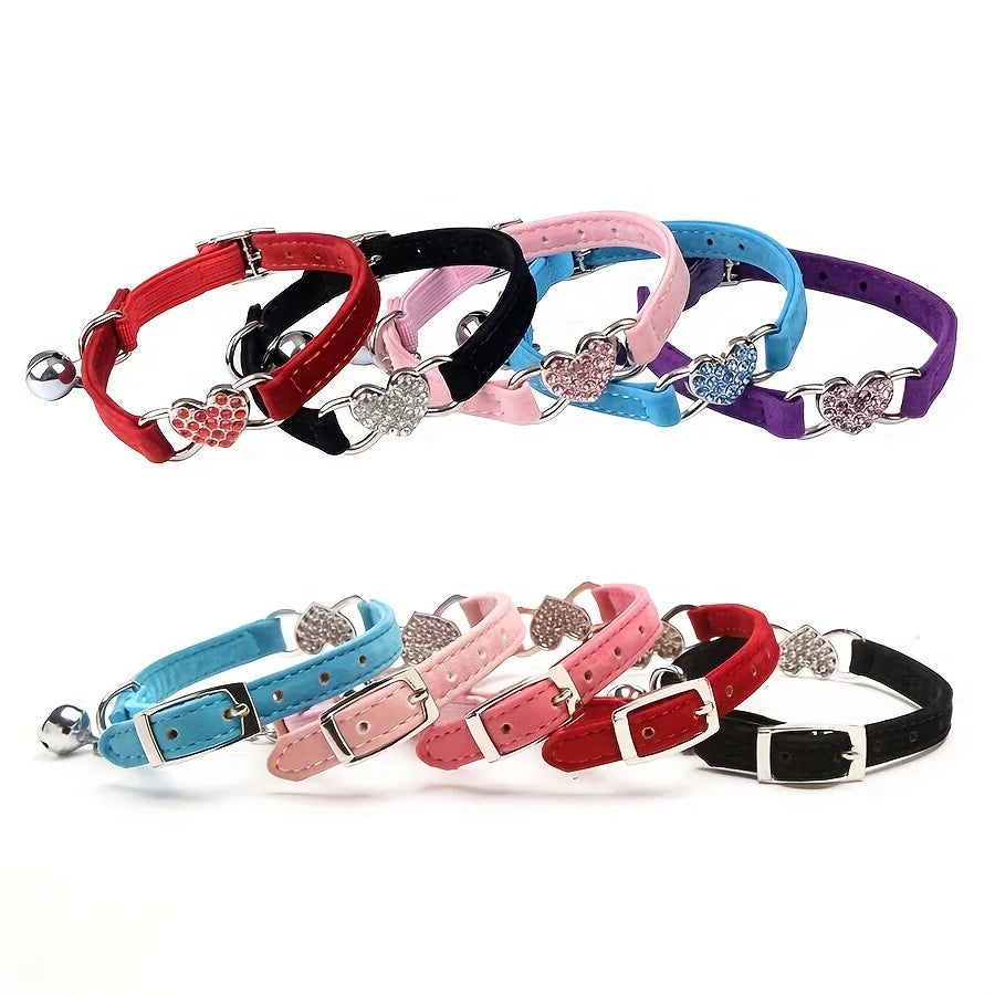 Cat collar with colored diamond flocking suitable for small dogs necklace