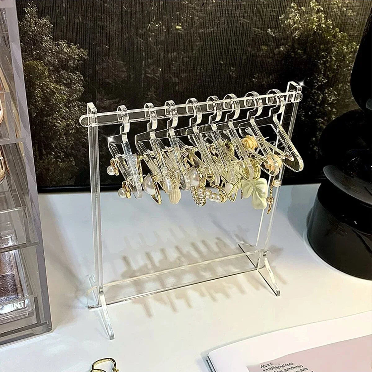 1set/2sets Acrylic Creative Jewelry Racks, Coat Hangers Shape Earring Racks, Cute Gift For Women And Girl, Home Shop Decor