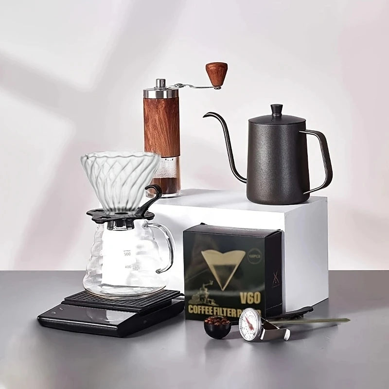 Outdoor combination portable commercial gift box, powder press, powder distributor, hand brewed coffee pot set