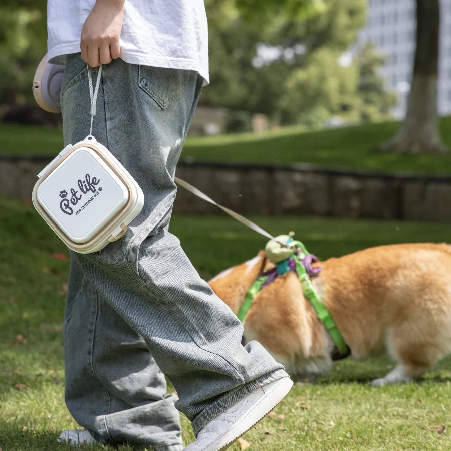 Madden Portable Double-decker Dog Travel Bowl For Cat Folding Bowl Food and Water Pet Outdoor Travel Supplies
