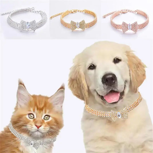 Cat Necklace Collar For Small Animals Luxury Cute Pet Supplies Puppy Collar Jewelry Rhinestone Adjustable Creative Puppy Collars