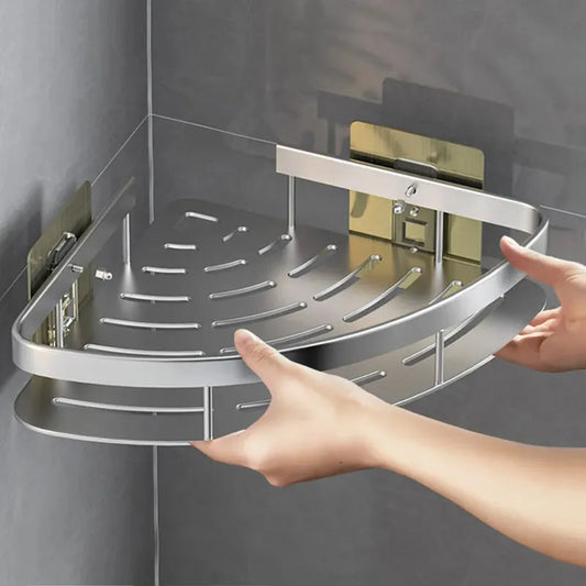 Bathroom No-Nail Shelf Shower Corner Shelf Aluminum Shampoo Shelf Shower Organizer Bathroom Accessories