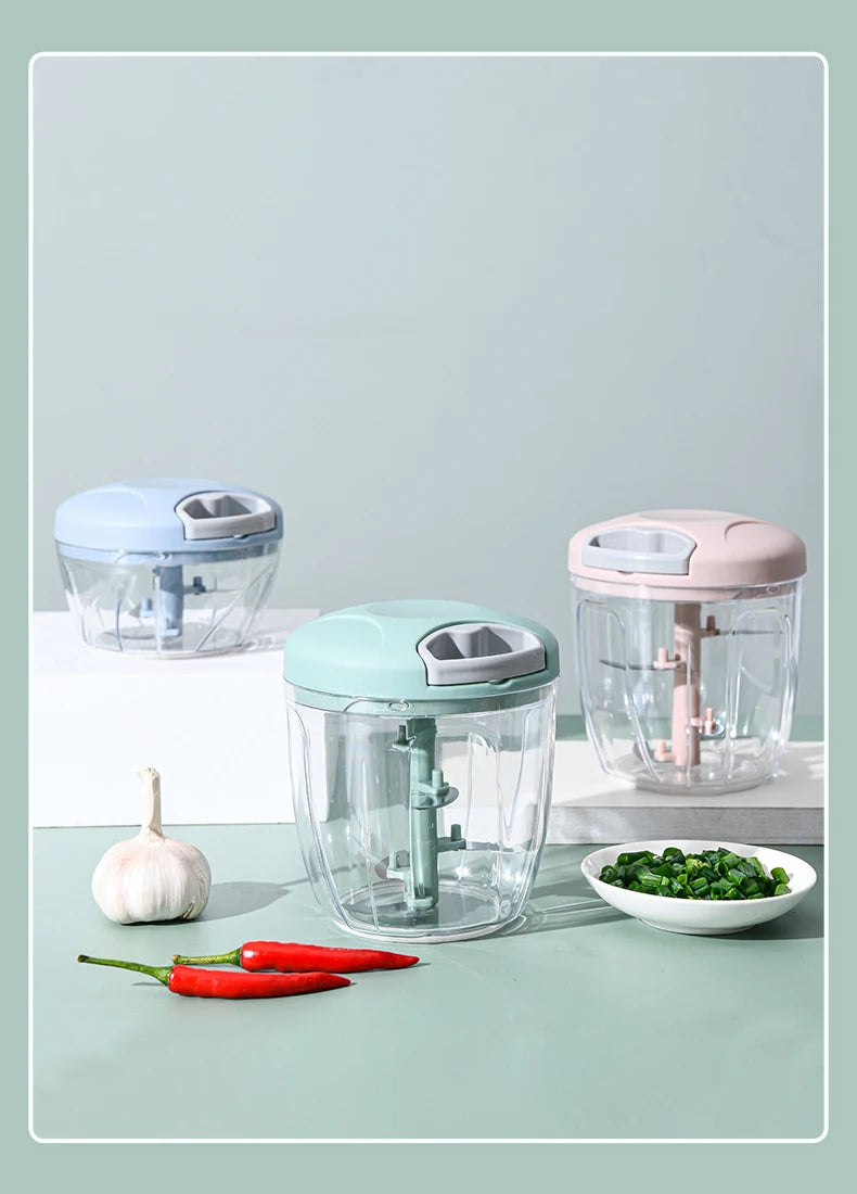 500/900ML Manual Meat Mincer Garlic Chopper Rotate Garlic Press Crusher Vegetable Onion Cutter Kitchen Cooking Accessories