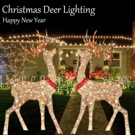 Lighted Christmas Deer Sleigh Outdoor Yard Decoration Winter Decoration For Front Yards New Fashion And Simple Furnishings 2024