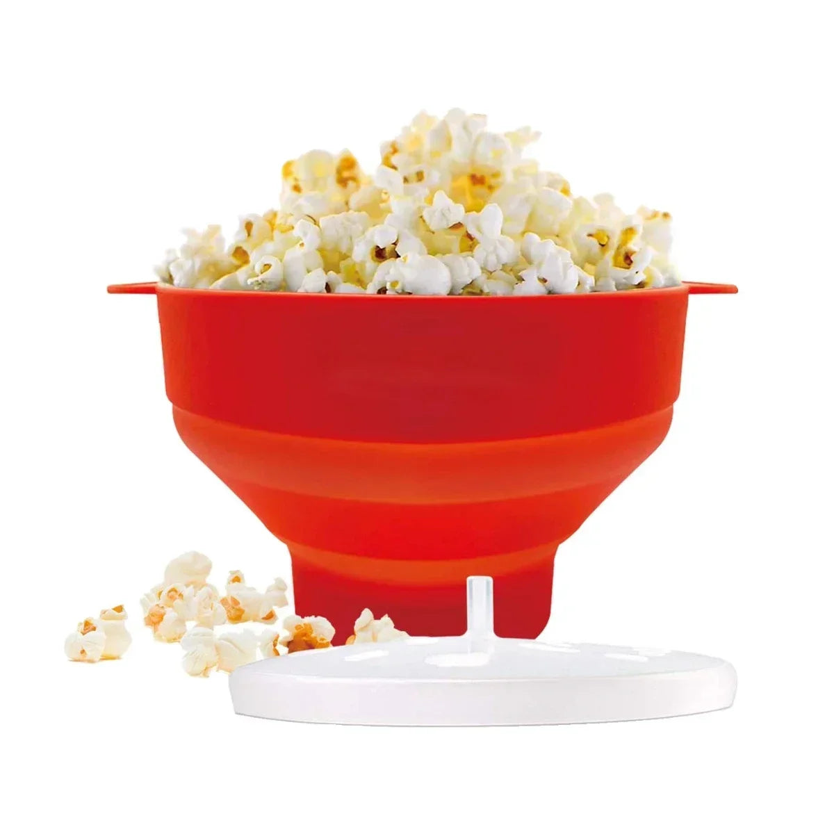 Kitchen Microwave Popcorn Bowl Bucket Silicone DIY Red Popcorn Maker with Lid Chips Fruit Dish High Quality Easy Tools