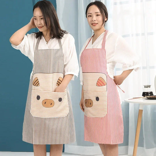 Creative Cartoon Hand-Wiping Apron Waterproof Anti-Oil For Woman Men Chef Work Apron Grill Restaurant Shop Cafes Kitchen
