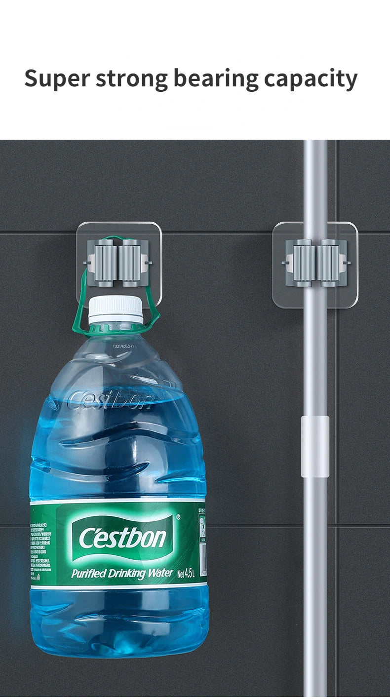 2/4PCS Home Storage Rack Bathroom Suction Hanging Pipe Traceless Hooks Wall Mounted Mop Organizer Holder Waterproof Broom Hanger