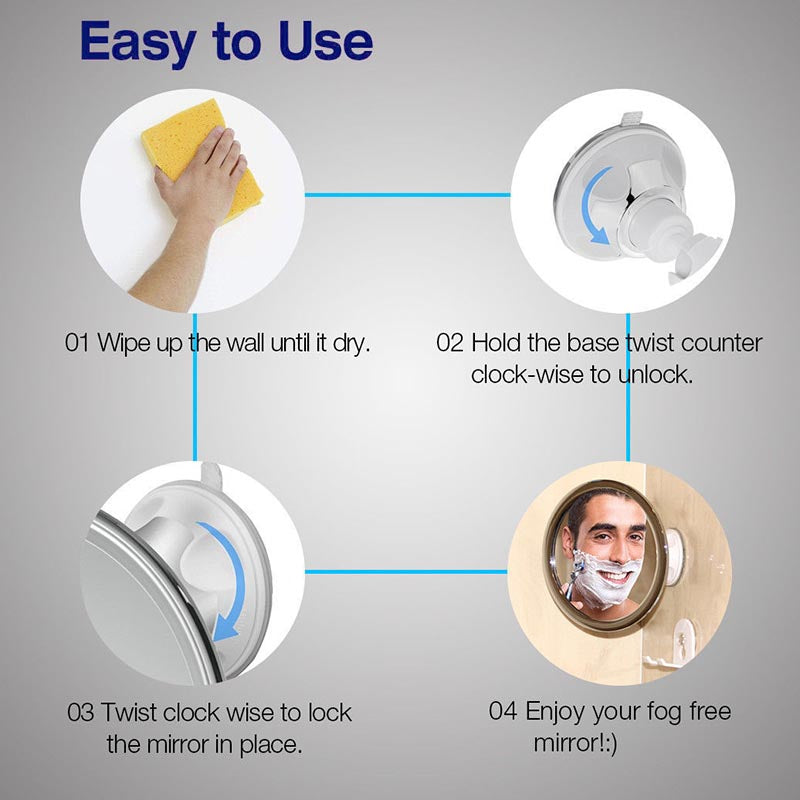 Makeup Mirror With Holder Suction Cup 360 Rotation Shower Shave Round Mirrors Bathroom Mirrors Washroom