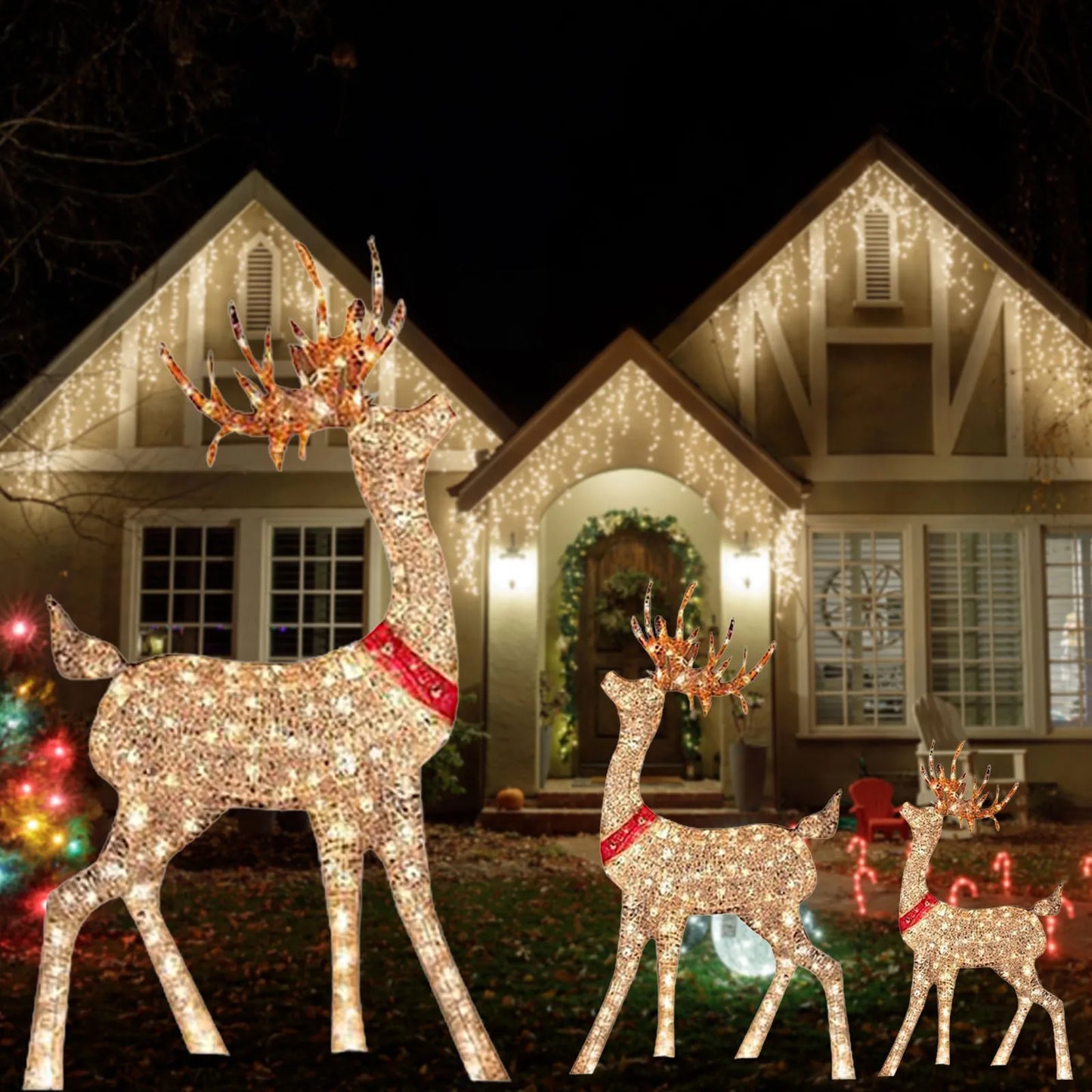 Lighted Christmas Deer Sleigh Outdoor Yard Decoration Winter Decoration For Front Yards New Fashion And Simple Furnishings 2024