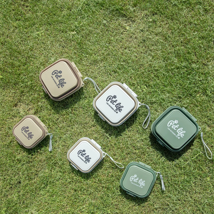 Madden Portable Double-decker Dog Travel Bowl For Cat Folding Bowl Food and Water Pet Outdoor Travel Supplies