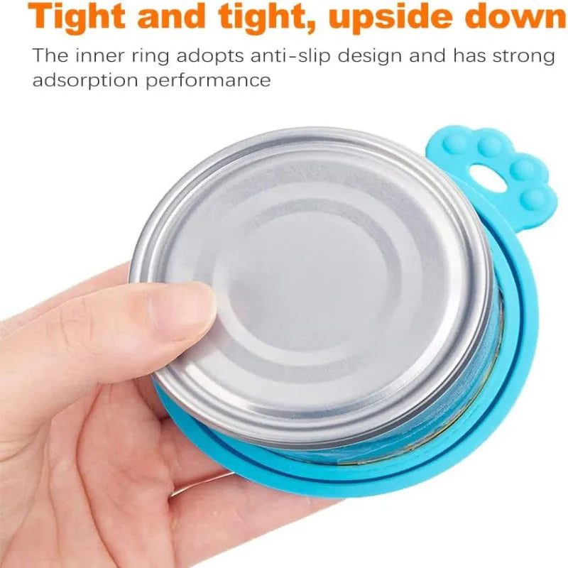 2pcs/set Reusable Pet Food Can Cover and Spoon Portable Dogs Cat Storage Tin Cap Lid Seal Cover Health Pet Supplies Pet Lids Can