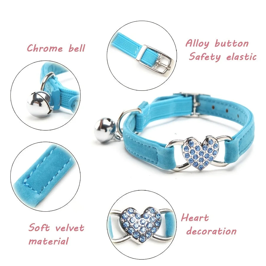 Cat collar with colored diamond flocking suitable for small dogs necklace