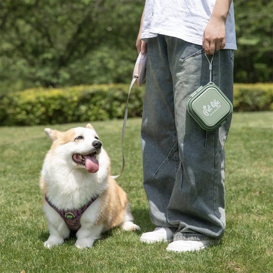 Madden Portable Double-decker Dog Travel Bowl For Cat Folding Bowl Food and Water Pet Outdoor Travel Supplies