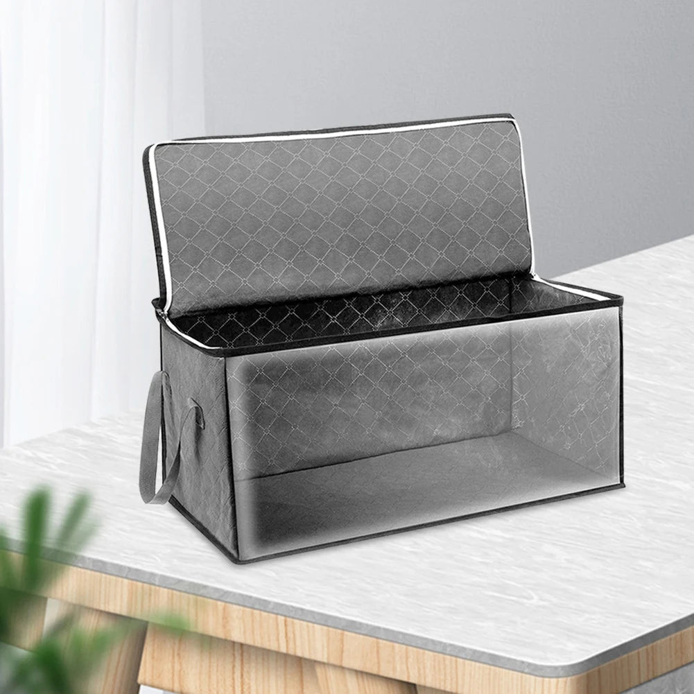Large Capacity Clothes Storage Bag Non-Woven Foldable Quilt Storage Bag with Lids Zipper Wardrobe Clothing Organizer Sorting Box