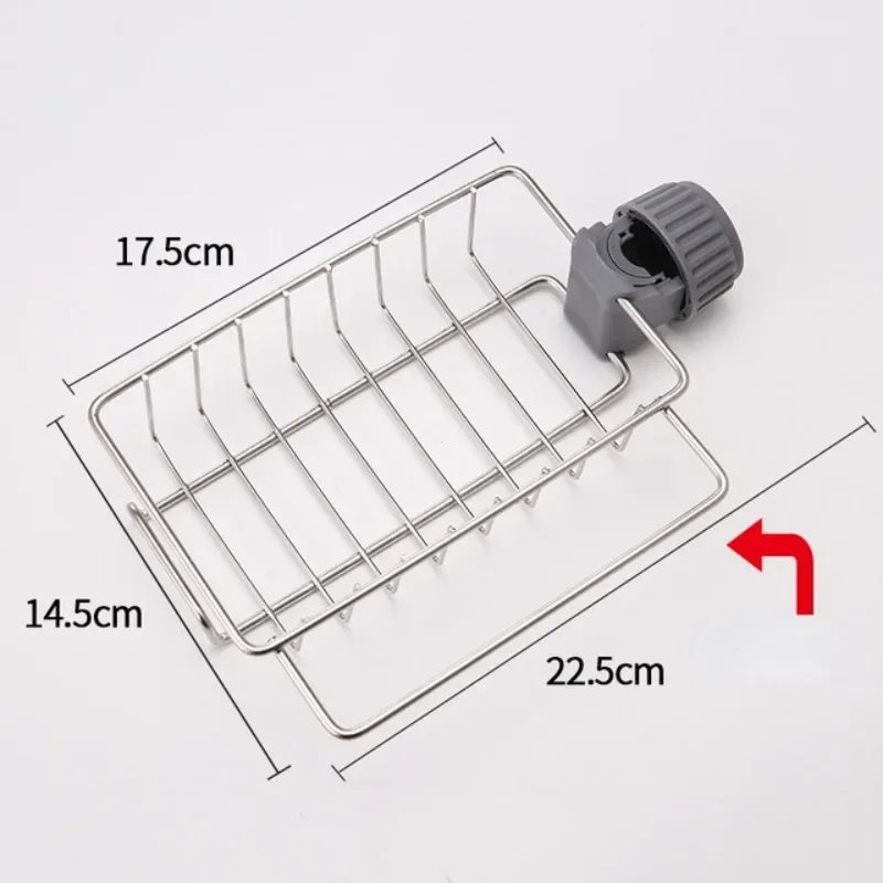 Kitchen Stainless Steel Sink Drain Rack Sponge Storage Faucet Holder Soap Drainer Towel Rack Shelf Organizer Kitchen Accessories