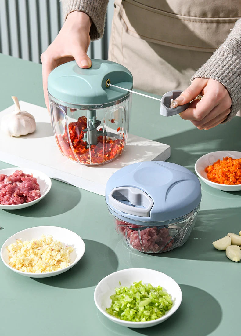500/900ML Manual Meat Mincer Garlic Chopper Rotate Garlic Press Crusher Vegetable Onion Cutter Kitchen Cooking Accessories