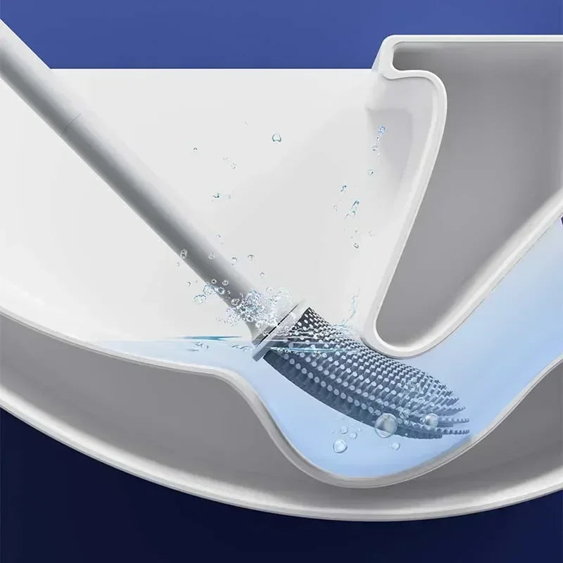 Light luxury Silicone Toilet Brush with Long Handle Flexible Cleane MINI Bathroom Brush Quick Drying Holder Bathroom Accessories