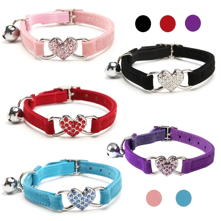 Cat collar with colored diamond flocking suitable for small dogs necklace