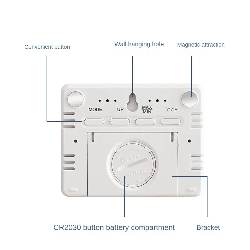 Ultra Thin Alarm Clock LCD Large Screen Digital Temperature Hygrometer Simple Alarm Clock Magnetic Design Desk Decoration Clocks