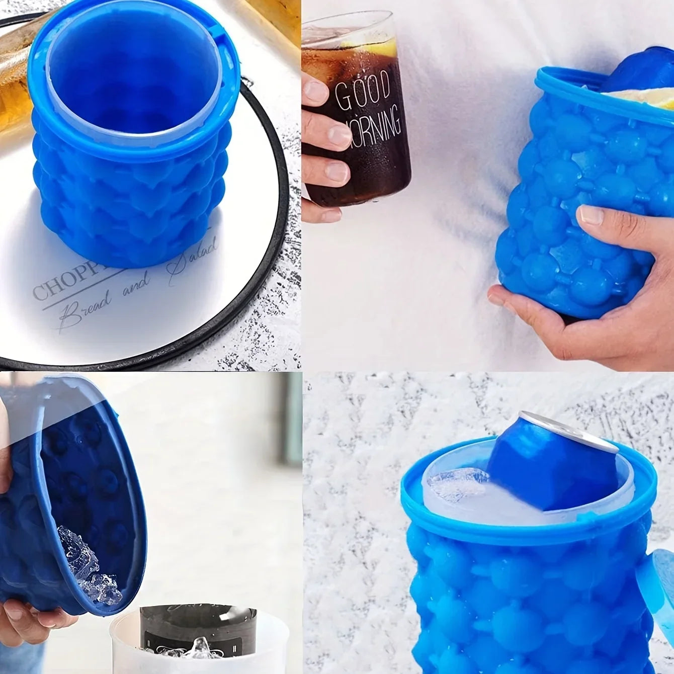 1pc Silicone Ice Bucket Portable 2 In 1 Large Mold With Lid Whiskey Freeze Ice Cooler Beer Cabinet Kitchen Bar Tools