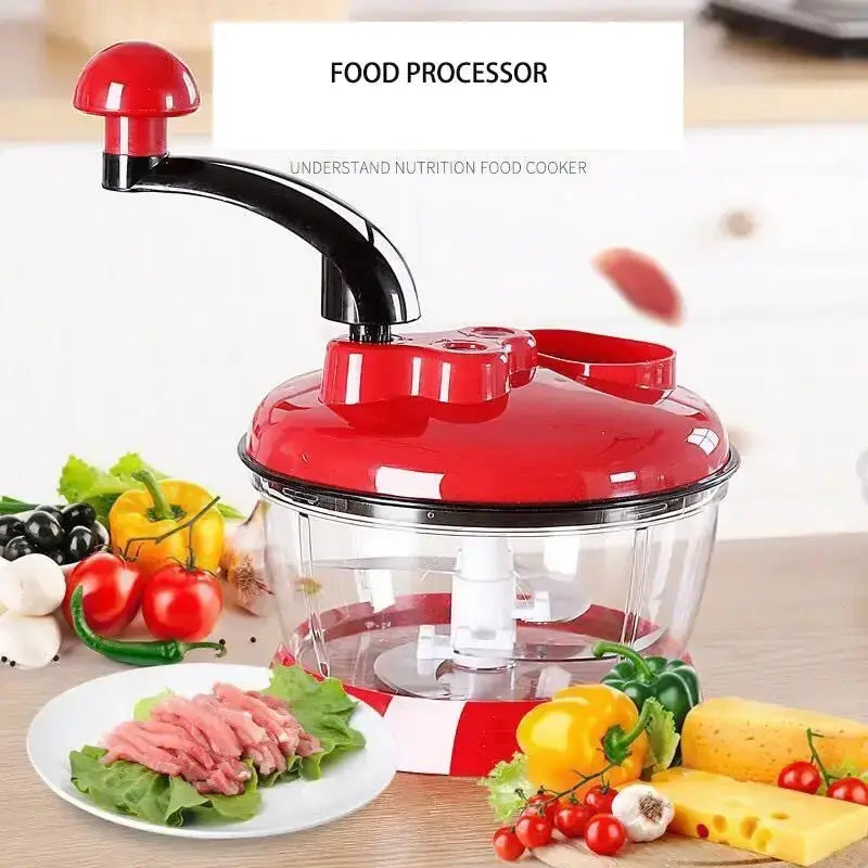 1pc Red Easoning Chili Garlic Slicer Manual Multifunctional Food Processor Vegetable Fruit Chop Up Machine