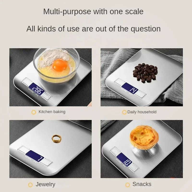 Multifunctional Stainless Steel Kitchen Scale with LCD Display