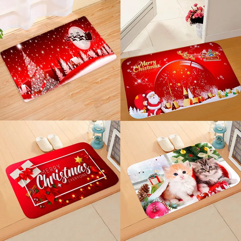 Merry Christmas Decorations for Home Elk Doormat Navidad Ornament New Year 2025 Gifts Xmas Party Decor Natal Noel 2024 Rug Mat