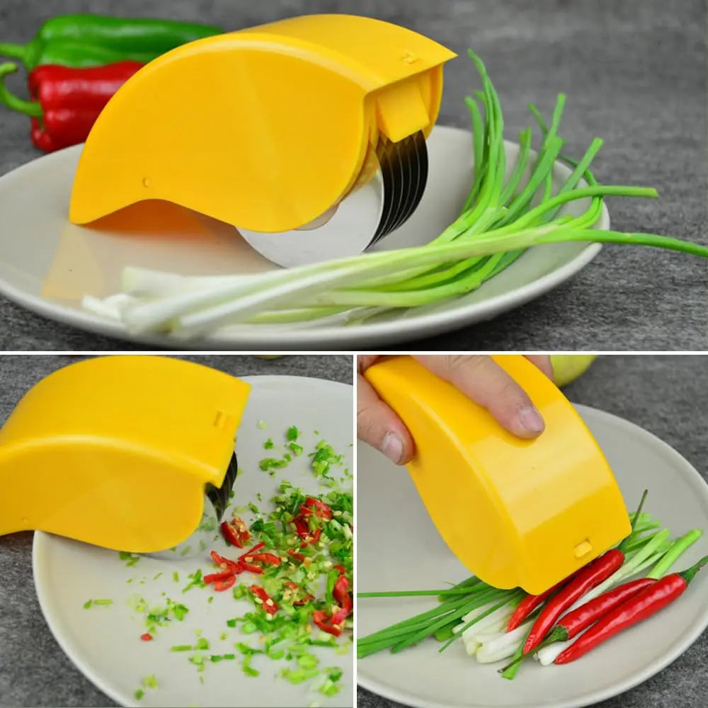 Parsley Chopper Roller Manual Scallion Cutter with 6 Stainless Steel Blade Detachable Herb Roller Mincer Vegetable Chopper Tools