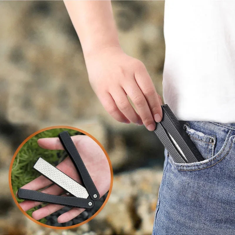 New Double Sided Folded Pocket Sharpener Diamond Knife Sharpening Stone Kitchen Tool