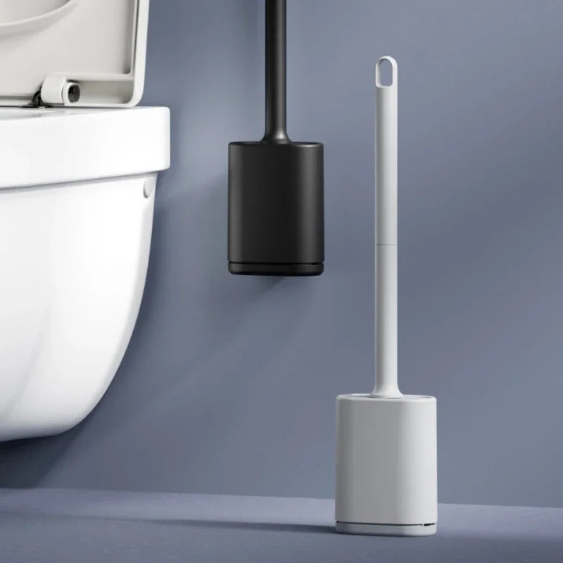 Light luxury Silicone Toilet Brush with Long Handle Flexible Cleane MINI Bathroom Brush Quick Drying Holder Bathroom Accessories
