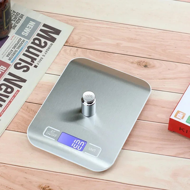 Multifunctional Stainless Steel Kitchen Scale with LCD Display