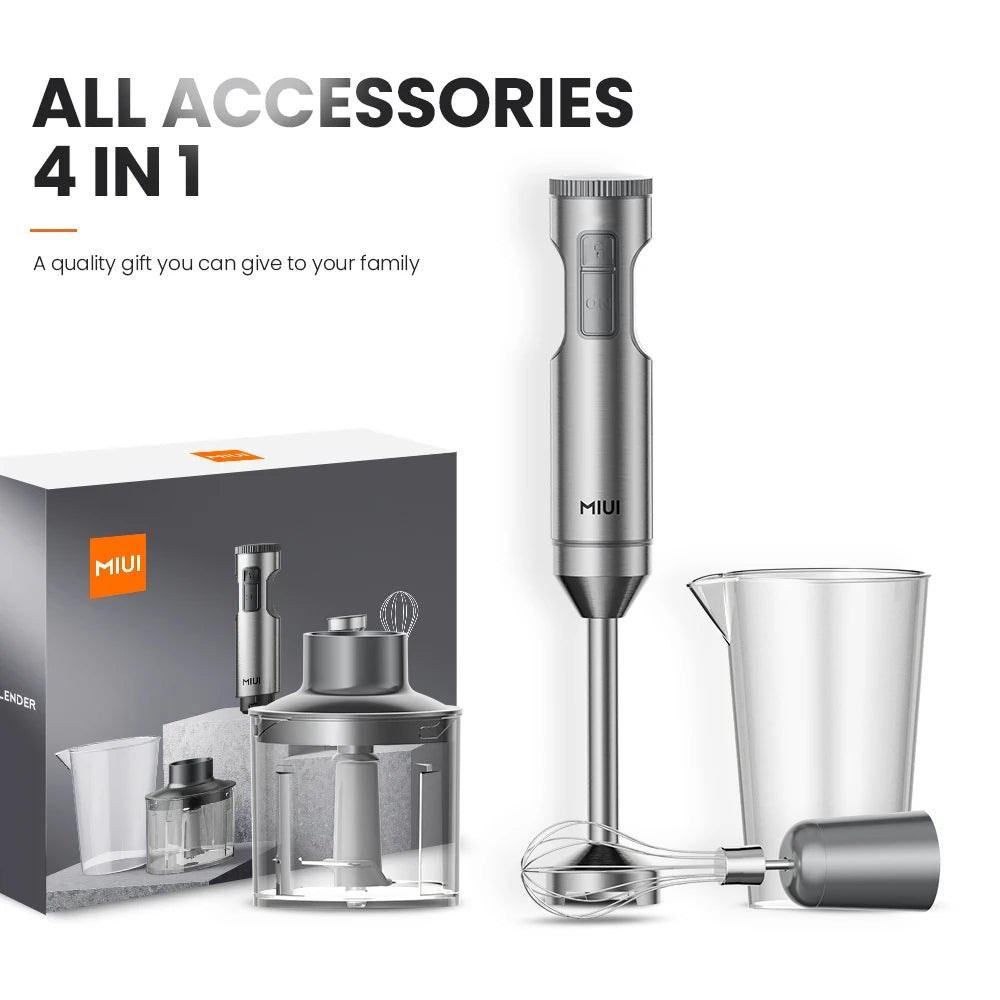 MIUI Hand Immersion Blender 1000W Powerful 4-in-1,Stainless Steel Stick Food Mixer